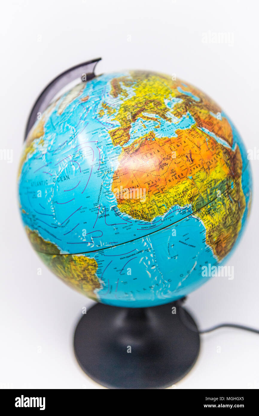 Paesi del mondo su un globo atlas. Foto Stock