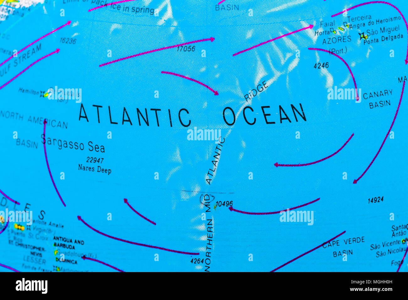 Paesi del mondo su un globo atlas. Foto Stock