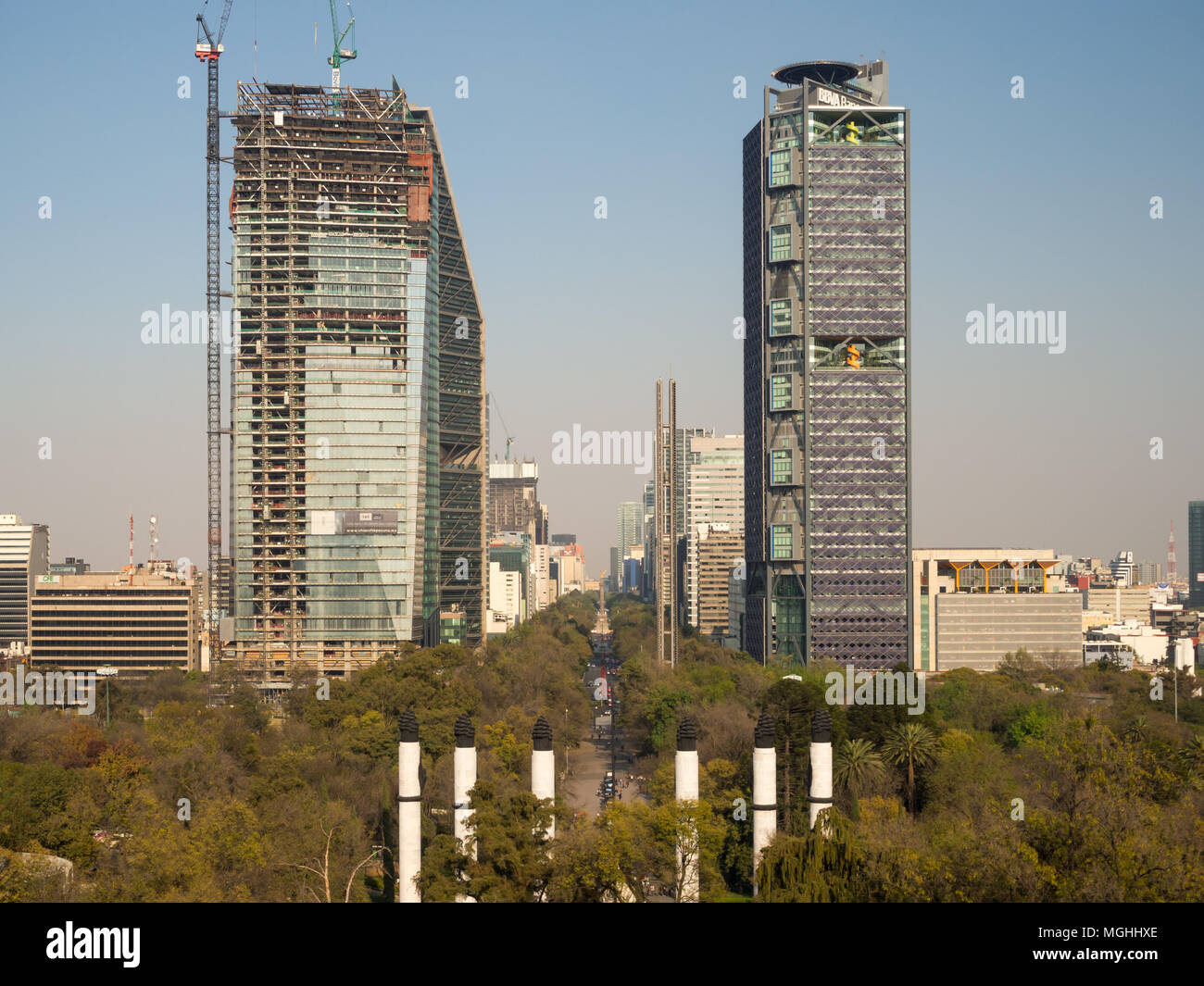 Città del Messico, Messico, America centrale [Colonial il Castello di Chapultepec vedute di città del Messico, Hill park e gli edifici] Foto Stock