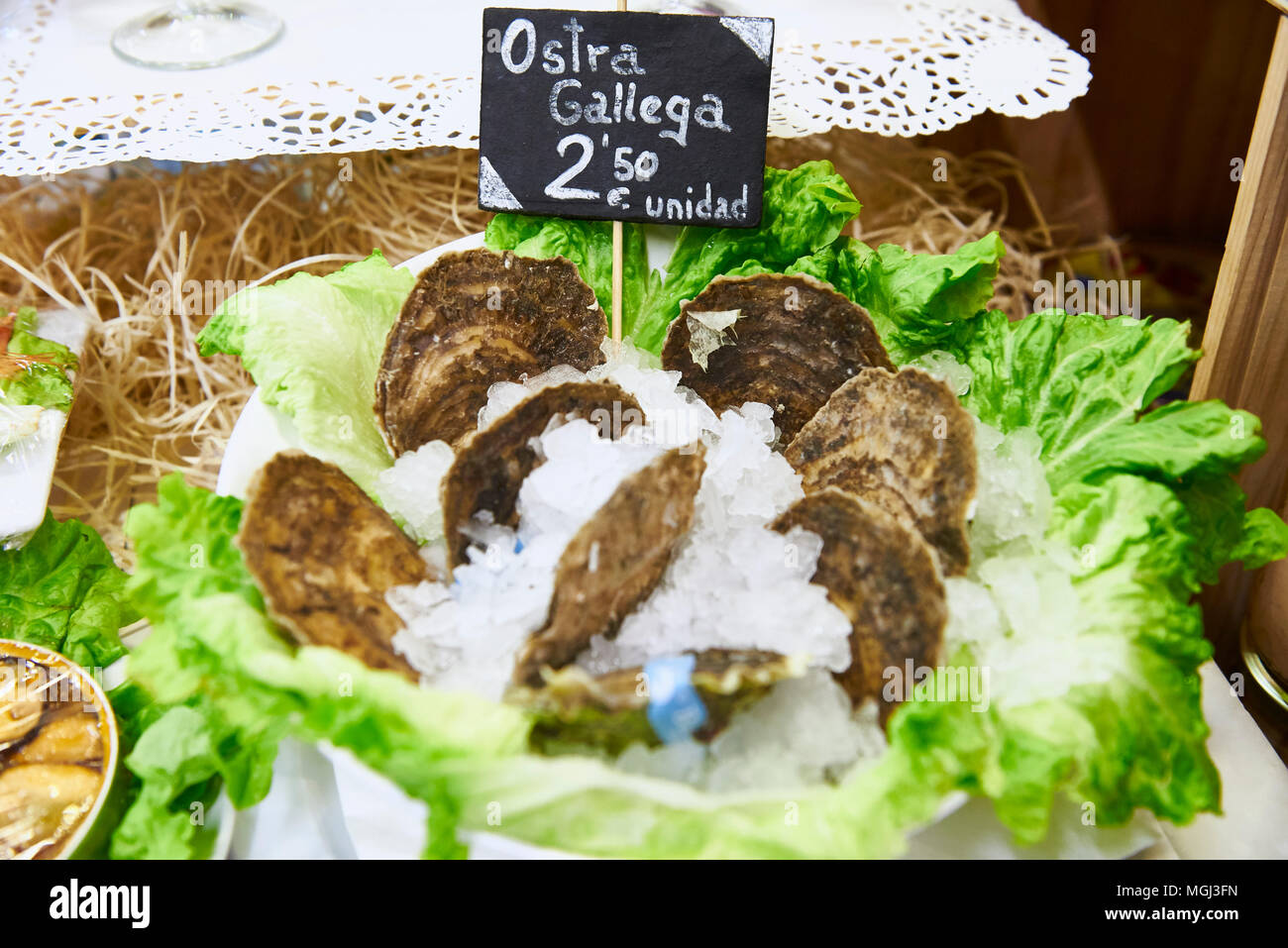 Il galiziano ostriche, Bilbao, Biscaglia, Paesi Baschi Foto Stock