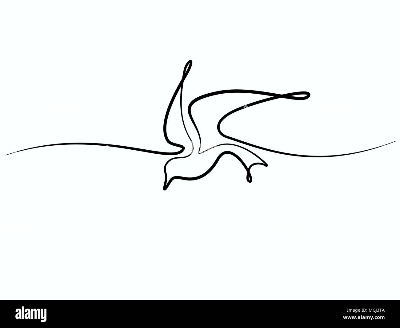 Linea continua di uccello Illustrazione Vettoriale