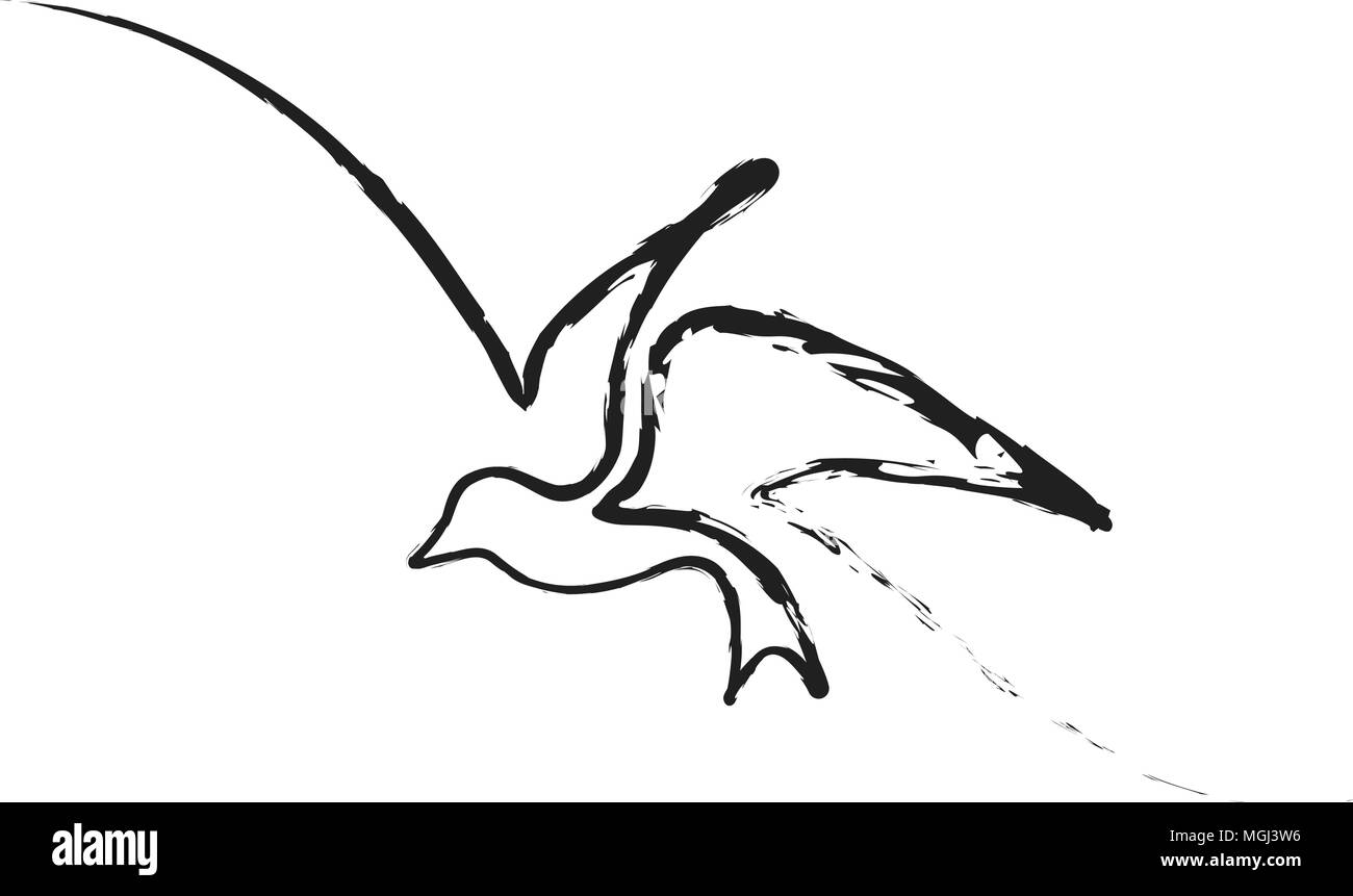 Linea continua di uccello Illustrazione Vettoriale
