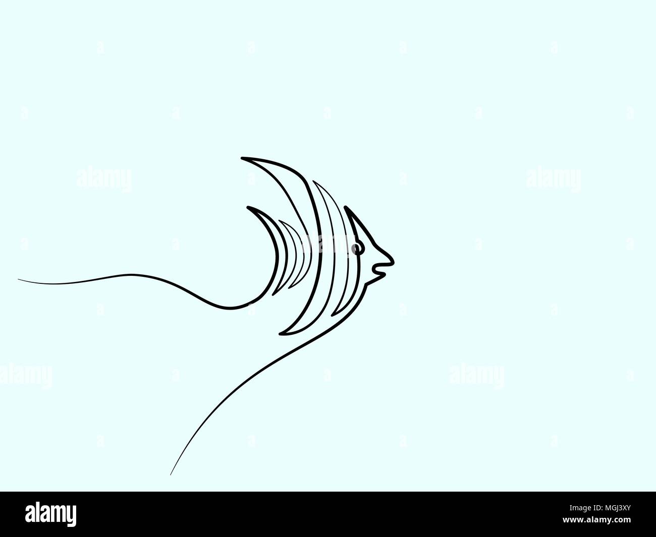 Linea continua di pesce Illustrazione Vettoriale