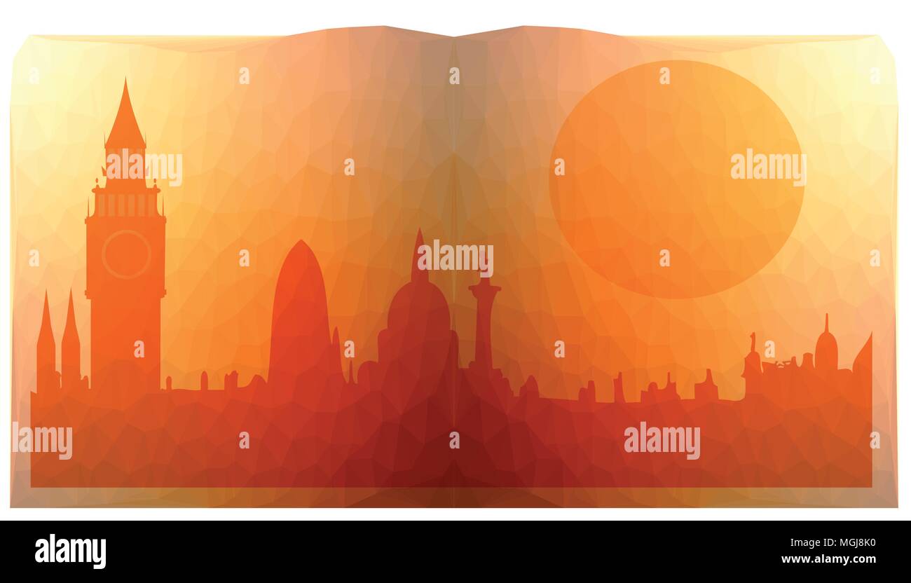 London city skyline simile nel libro aperto - triangolate Illustrazione Vettoriale