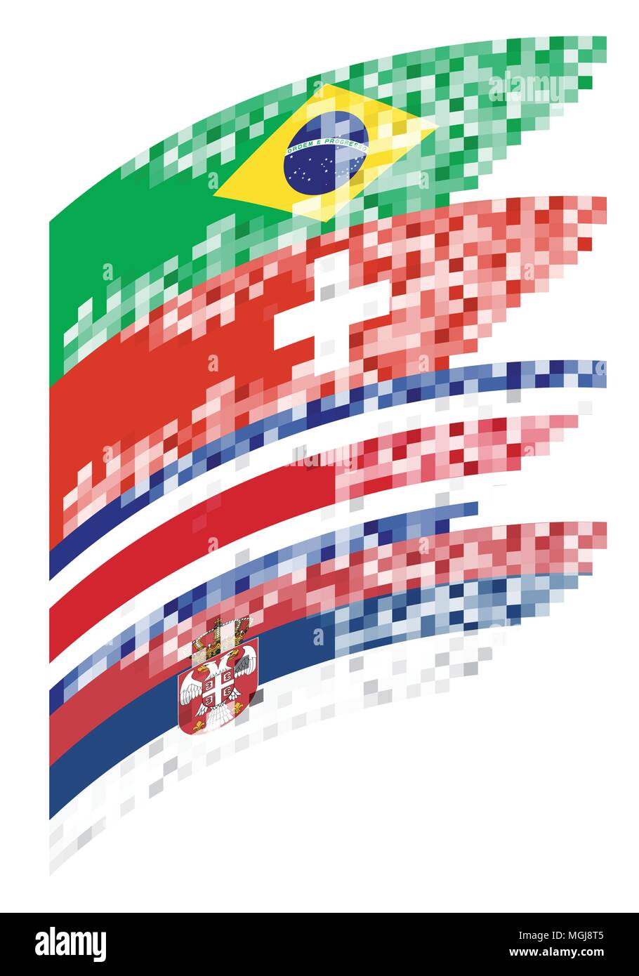 Composizione astratta delle bandiere di squadre sportive nazionali isolati su sfondo Illustrazione Vettoriale