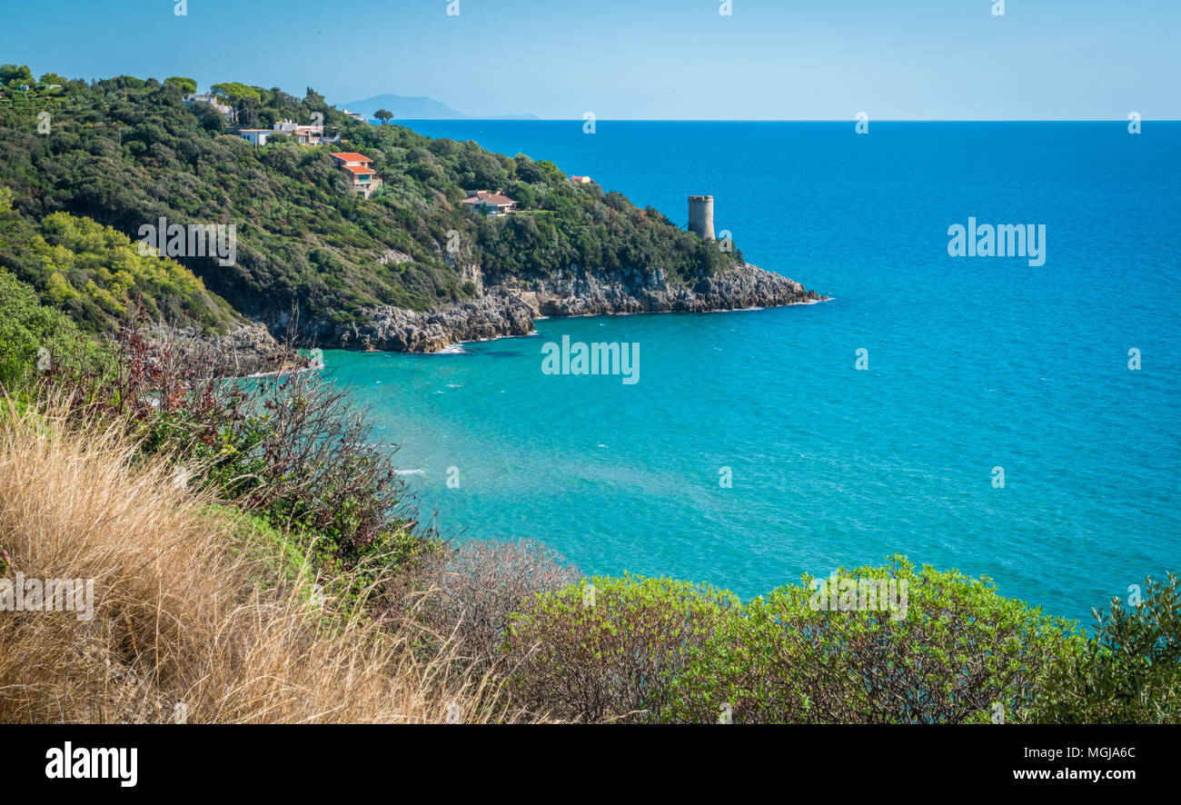 Vista panoramica della splendida costa di Gaeta, provincia di Latina, Lazio, Italia centrale. Foto Stock