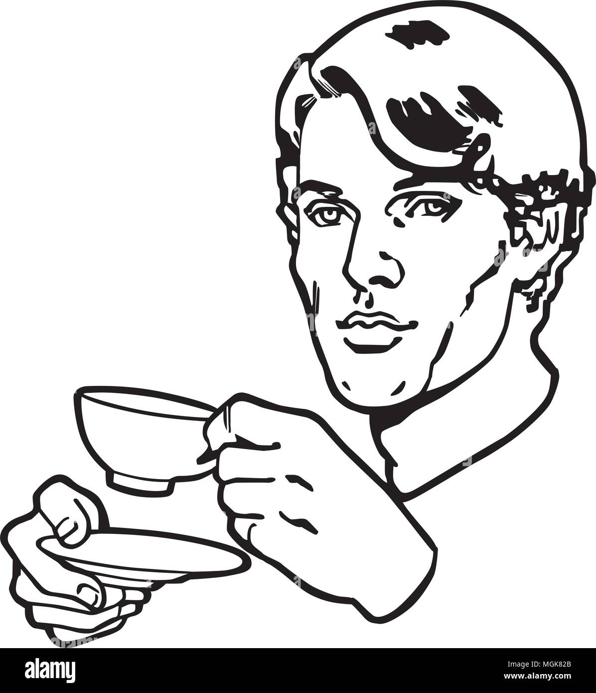 Bevitore di tè - retrò illustrazione clipart Illustrazione Vettoriale