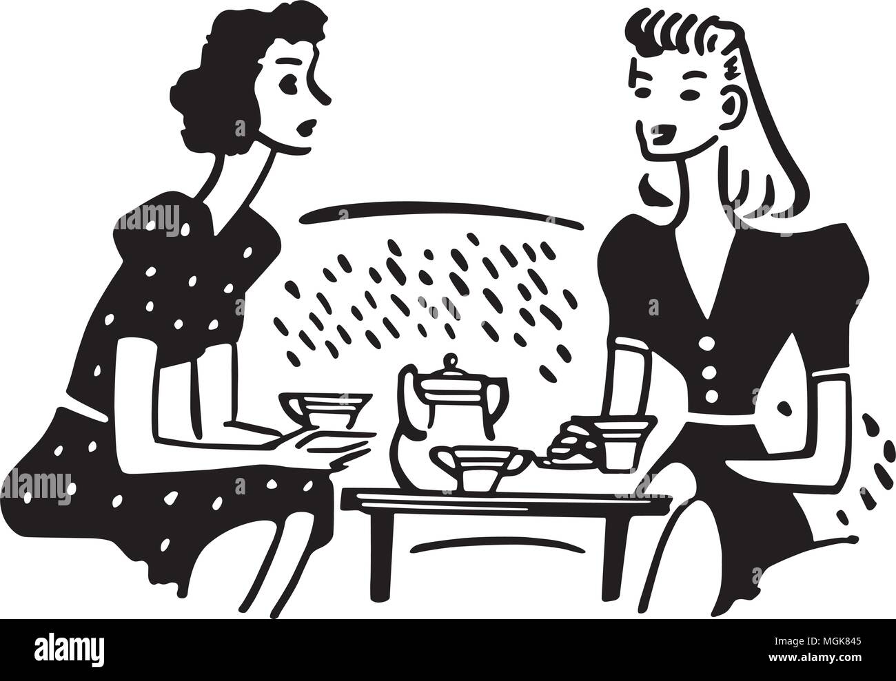 Tea Time Chat - retrò illustrazione clipart Illustrazione Vettoriale