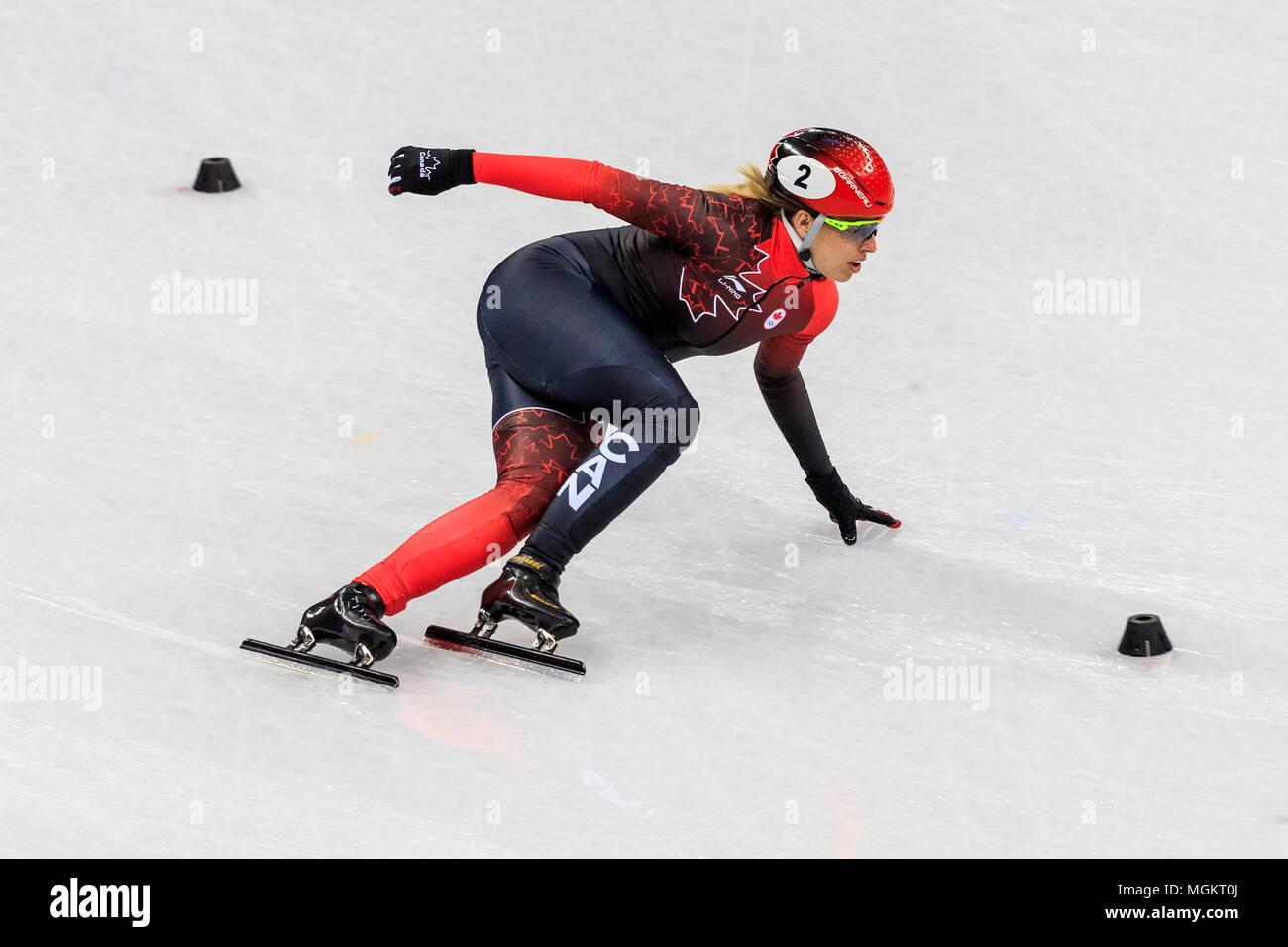 Marianne St Gelais (CAN) #2 competere nel femminile 500m short track pattinaggio di velocità 7 di calore presso i Giochi Olimpici Invernali PyeongChang 2018 Foto Stock