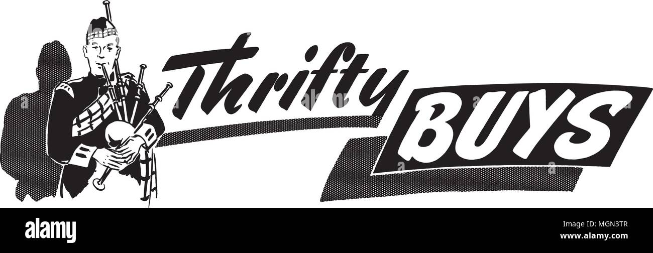 Thrifty acquista - retrò Banner clipart Illustrazione Vettoriale