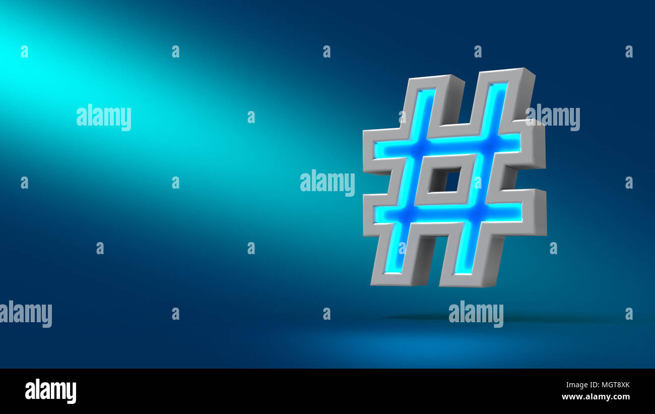 Il neon appuntiti o hashtag. serie 3d illustrazione di segno Foto Stock