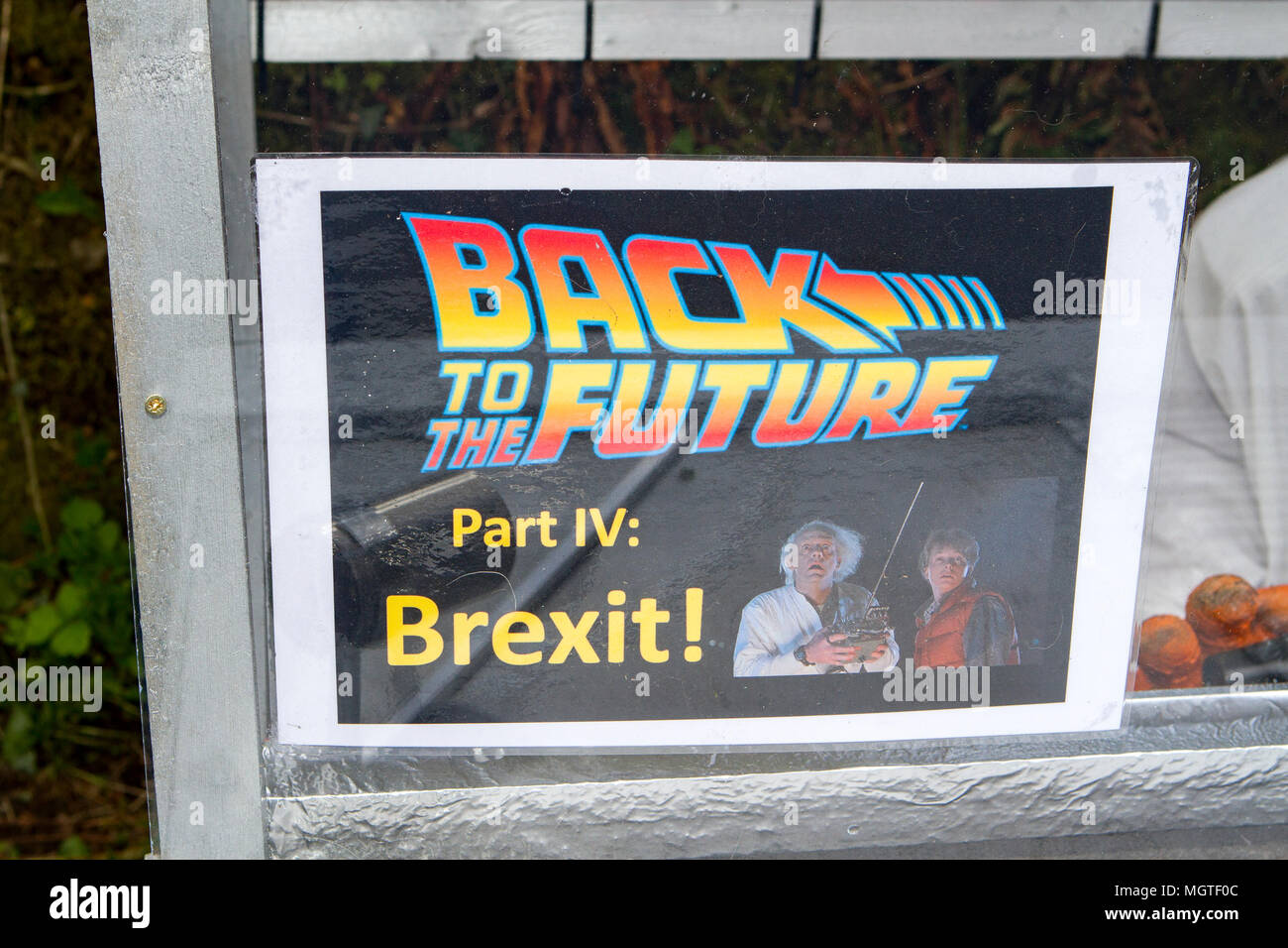 Ritorno al futuro brexit segno lasciare UE Foto Stock