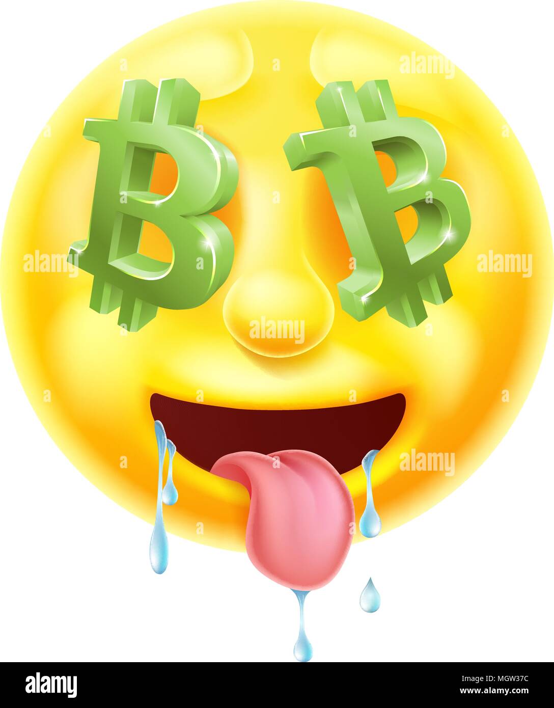 Segno Bitcoin occhi Emoticon gli Emoji Illustrazione Vettoriale