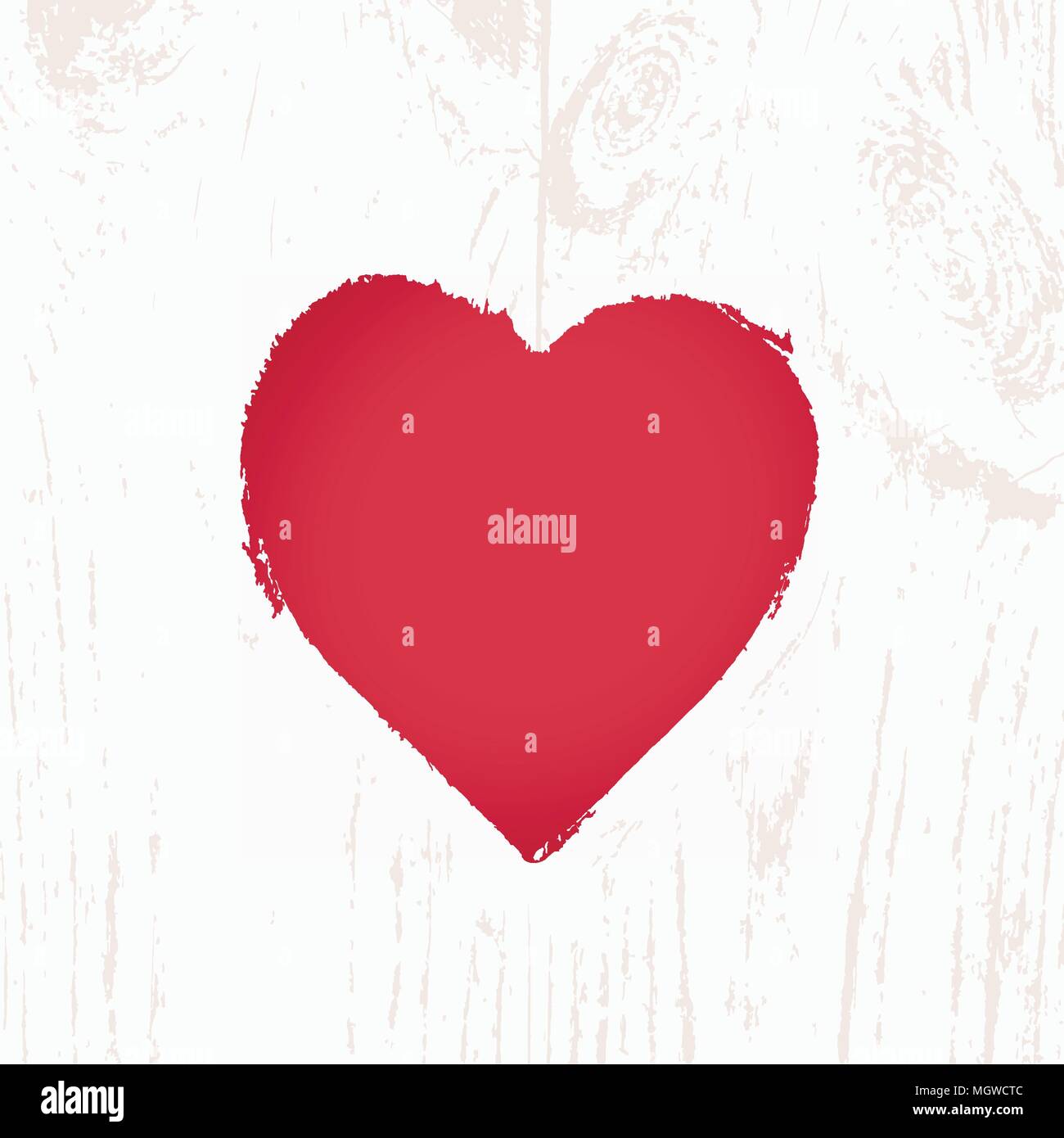Dipinto di rosso il cuore di luce sullo sfondo di legno. Il giorno di San Valentino il simbolo. Illustrazione Vettoriale. Illustrazione Vettoriale