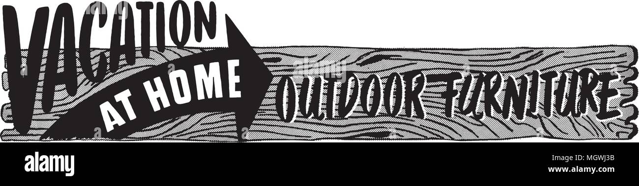 Vacanze a casa - retrò Banner clipart Illustrazione Vettoriale