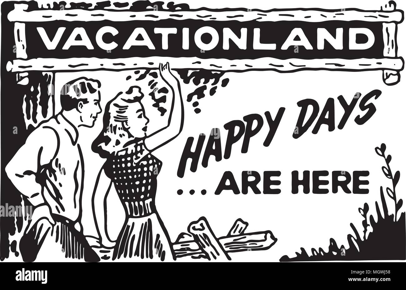 Vacationland - retrò arte Annunci Banner Illustrazione Vettoriale