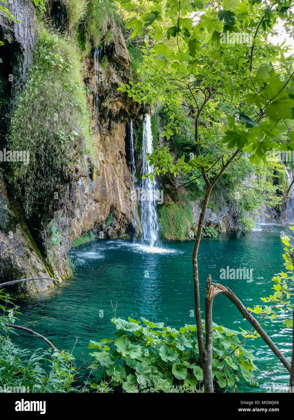 Cascata calmo lago laghi di Plitvice in Croazia in estate Foto stock - Alamy
