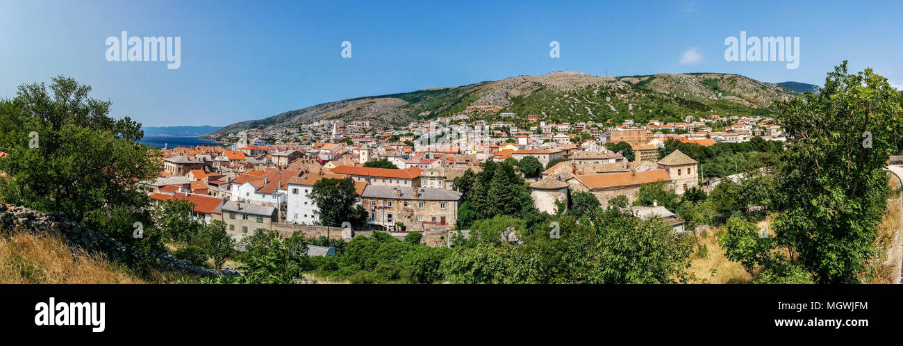 Panorama Novi Vinodolski Croazia mare mediteranea Foto Stock