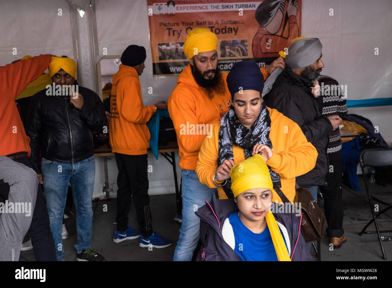 Vaisakhi,,Sikh Punjabi,nuovo anno,festival,celebrazione,terrà,a,Trafalgar Square,celebra,santissimo giorno,per,Sikh,Londra,l'Inghilterra,Gran Bretagna,GB,UK,U.K., Foto Stock