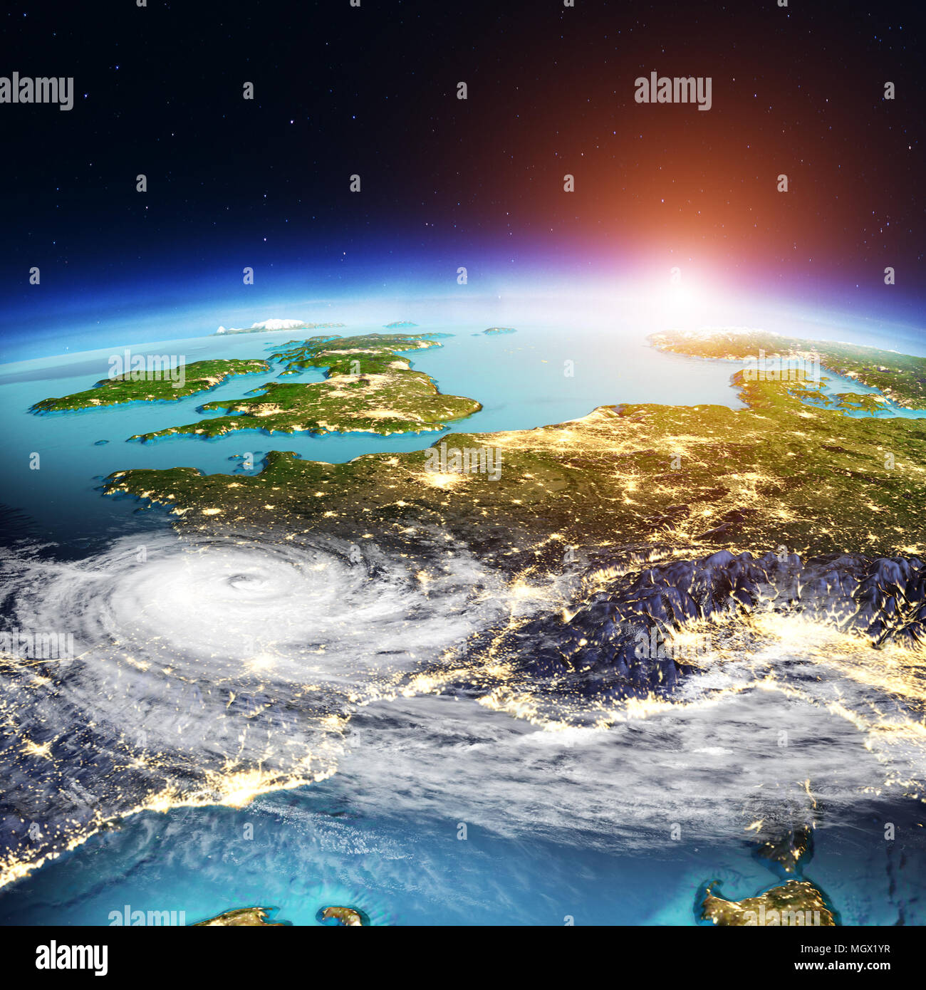 West Europe mappa meteo. Il rendering 3D Foto Stock