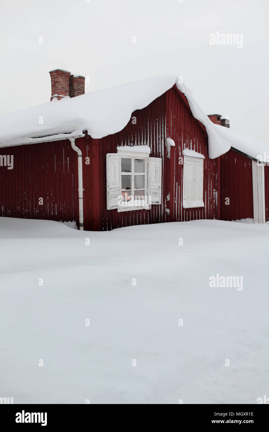 Una delle case di città chiesa di Gammelstad, Svezia, il sito Patrimonio Mondiale dell'UNESCO Foto Stock