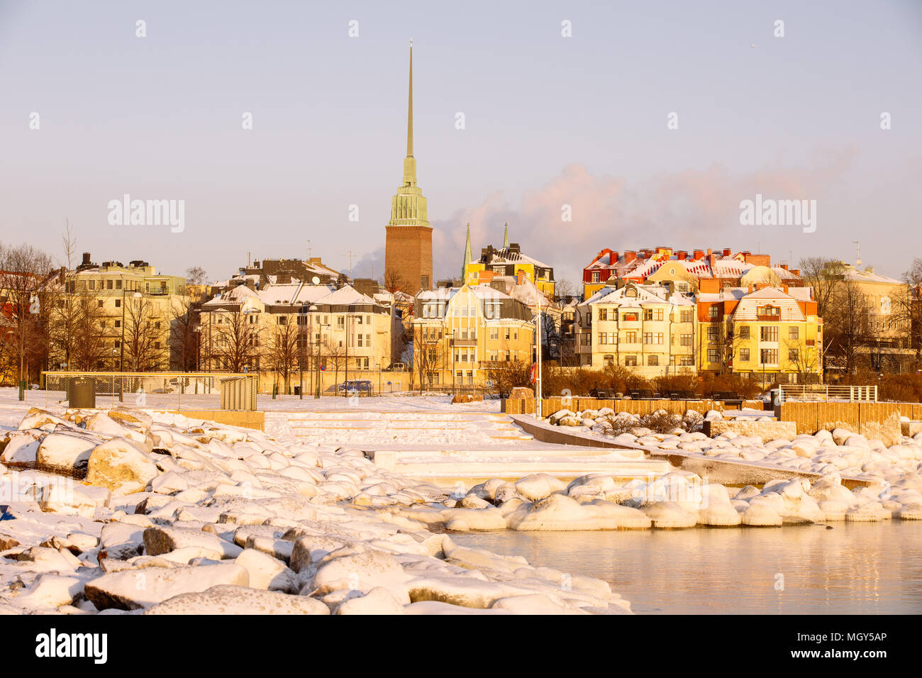 Paesaggio di Eira quartiere di Helsinki, Finlandia, Europa Foto Stock