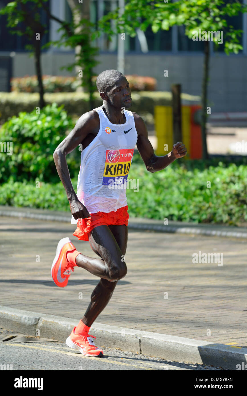 Abel Kirui del Kenya, elite uomo concorrente, 2018 Vergine denaro maratona di Londra, London, Regno Unito Foto Stock