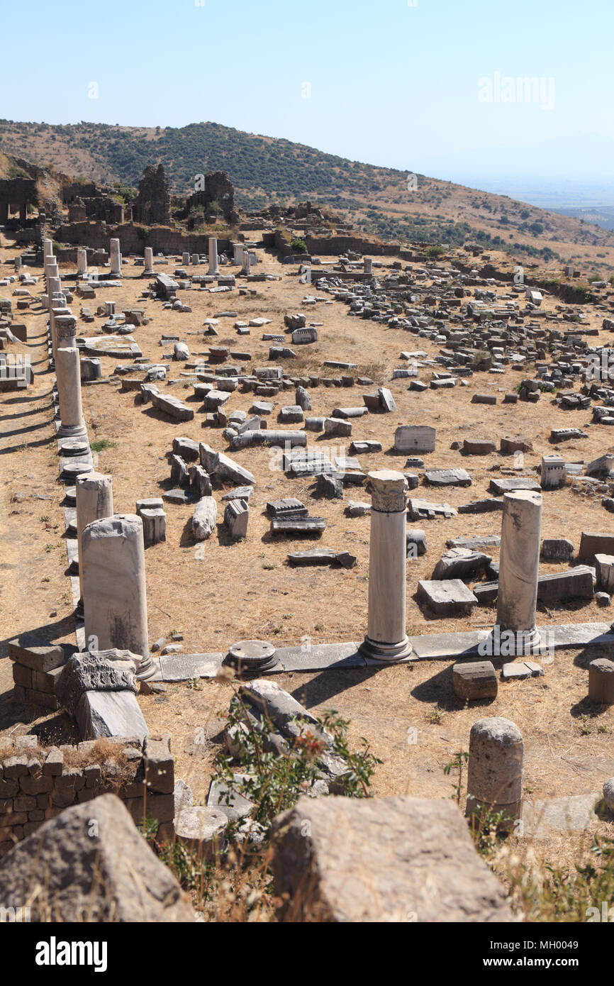 Le antiche rovine della Palestra superiore nel Pergamon, ora Bergama, Turchia Foto Stock