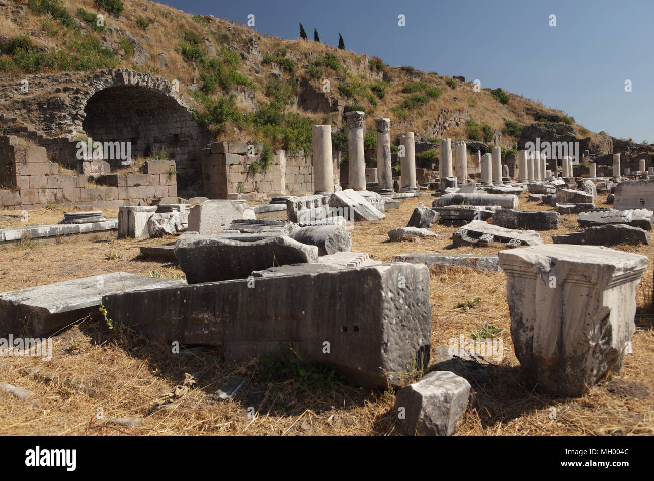 Le antiche rovine della Palestra superiore nel Pergamon, ora Bergama, Turchia Foto Stock