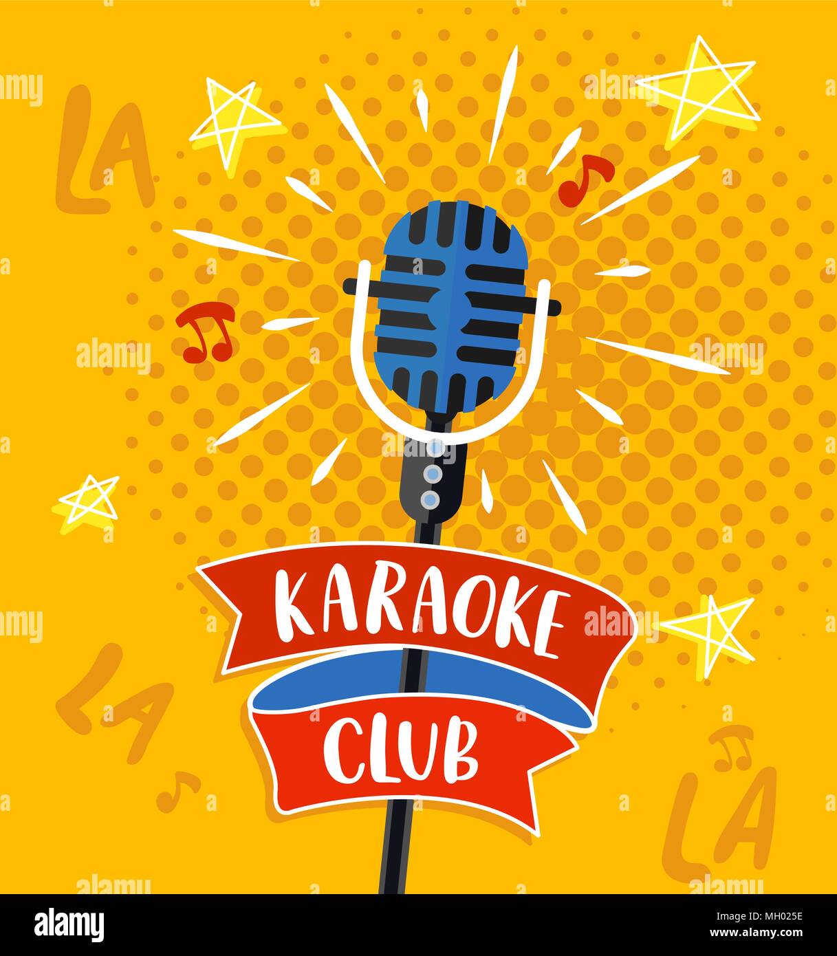 Karaoke club simbolo, logo o emblema con scritte. Illustrazione Vettoriale. Illustrazione Vettoriale