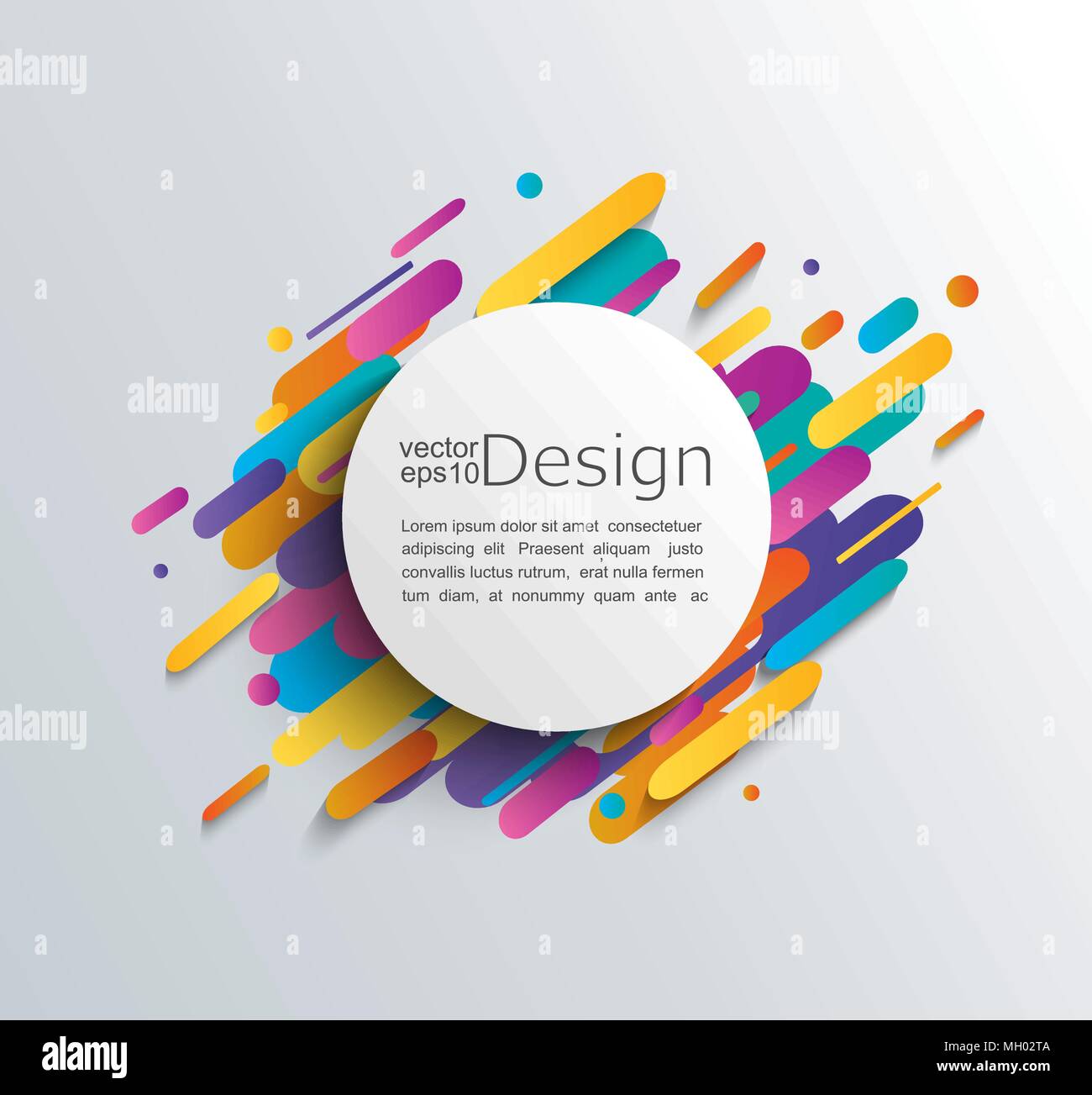 Astrazione in stile moderno con il telaio a cerchio e colorate e luminose forme arrotondate. Illustrazione Vettoriale. Illustrazione Vettoriale