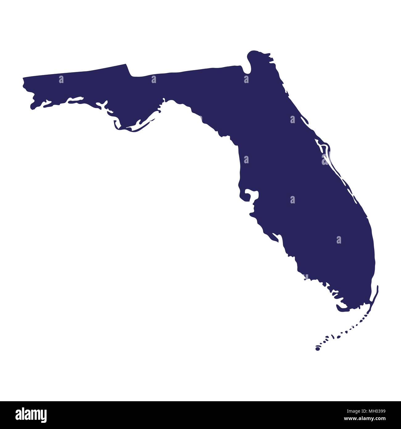 Mappa degli Stati Uniti Stato della Florida Illustrazione Vettoriale