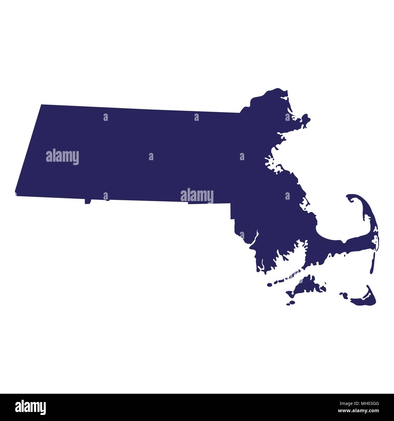 Mappa di la condizione degli Stati Uniti Massachusetts Illustrazione Vettoriale