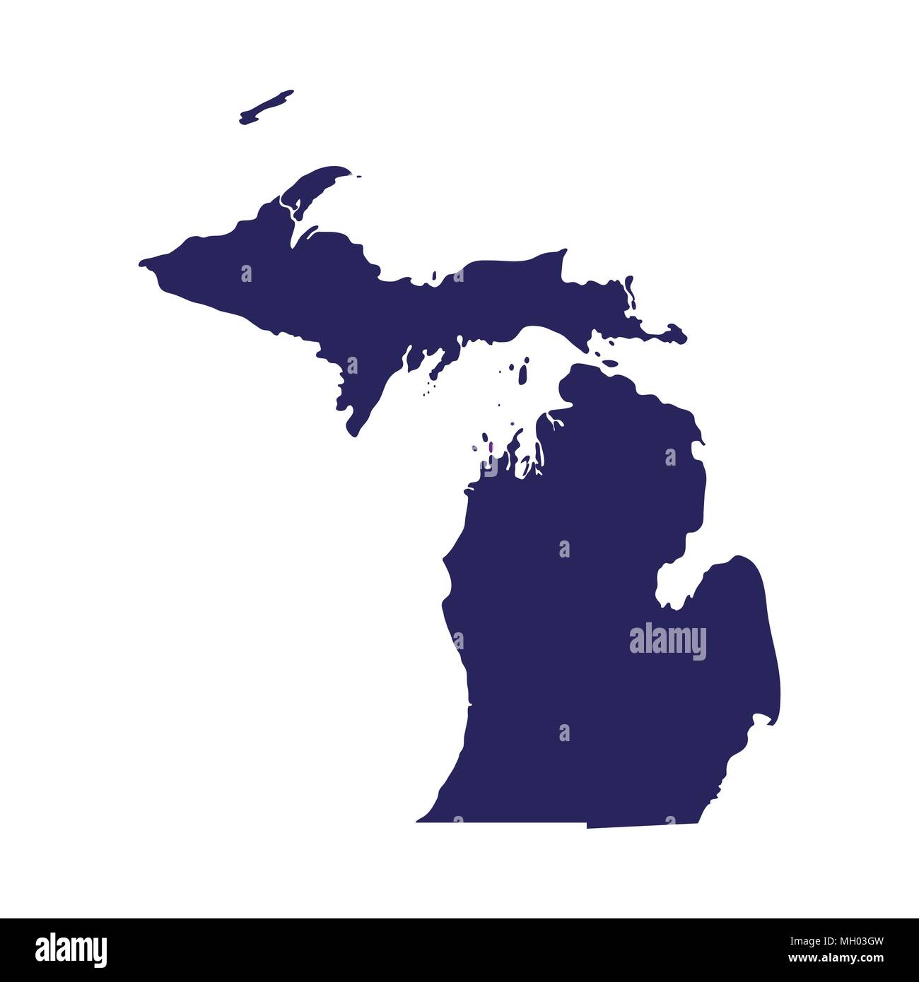 Mappa degli Stati Uniti Stato del Michigan Illustrazione Vettoriale
