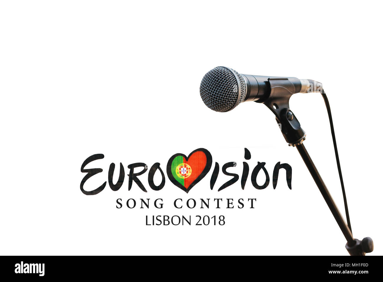 Immagine su sfondo bianco Eurovision Song Contest 2018 Lisbona. Foto Stock