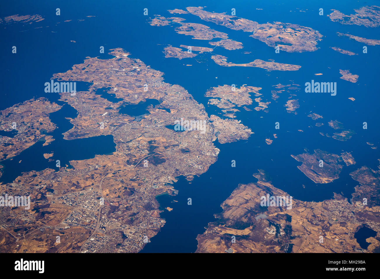 Stavanger penisola e le isole vicine da sopra Foto Stock