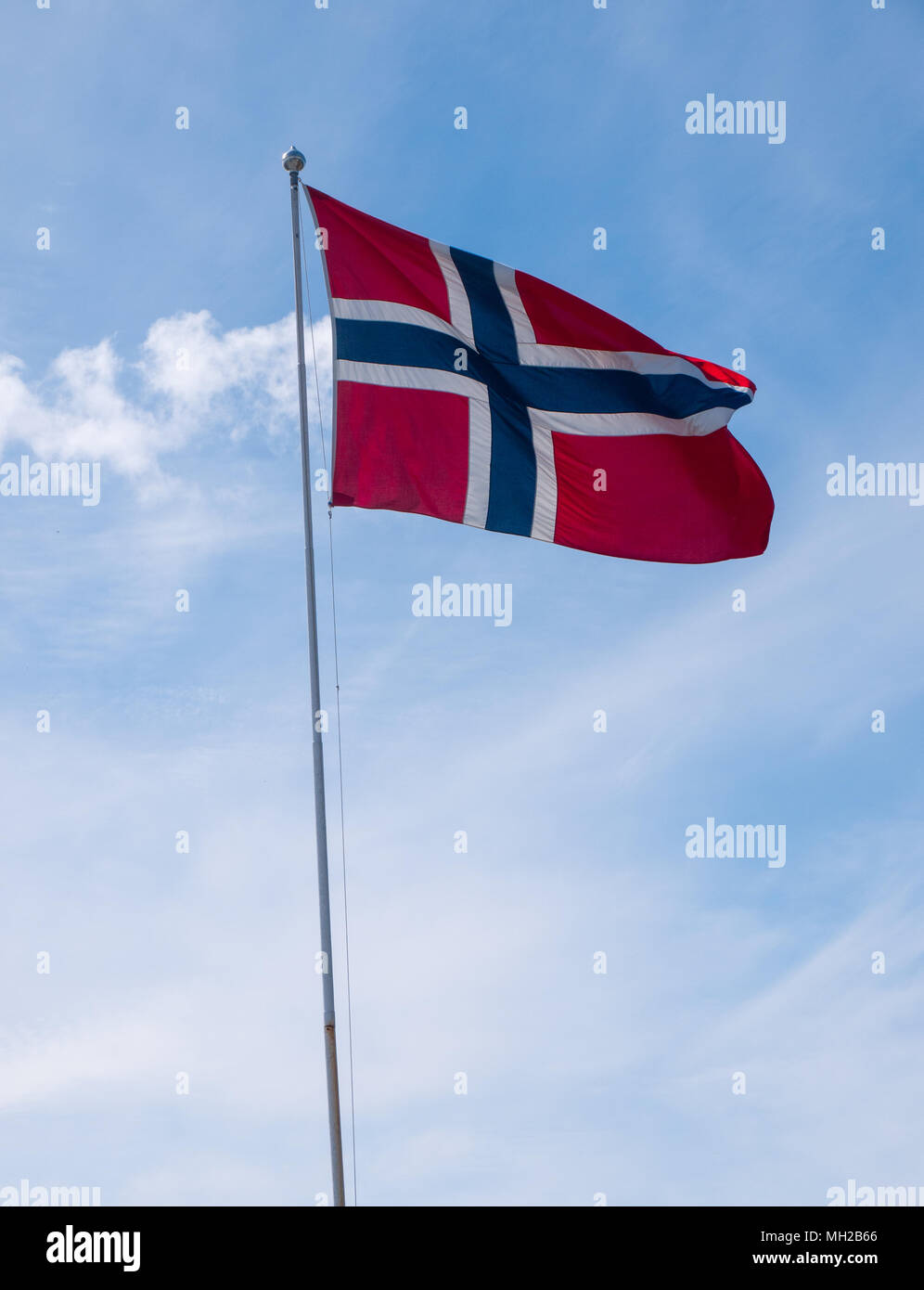 Bandiere norvegesi, in un corteo per la costituzione norvegese, il giorno 17 Maggio (syttende mai) Foto Stock