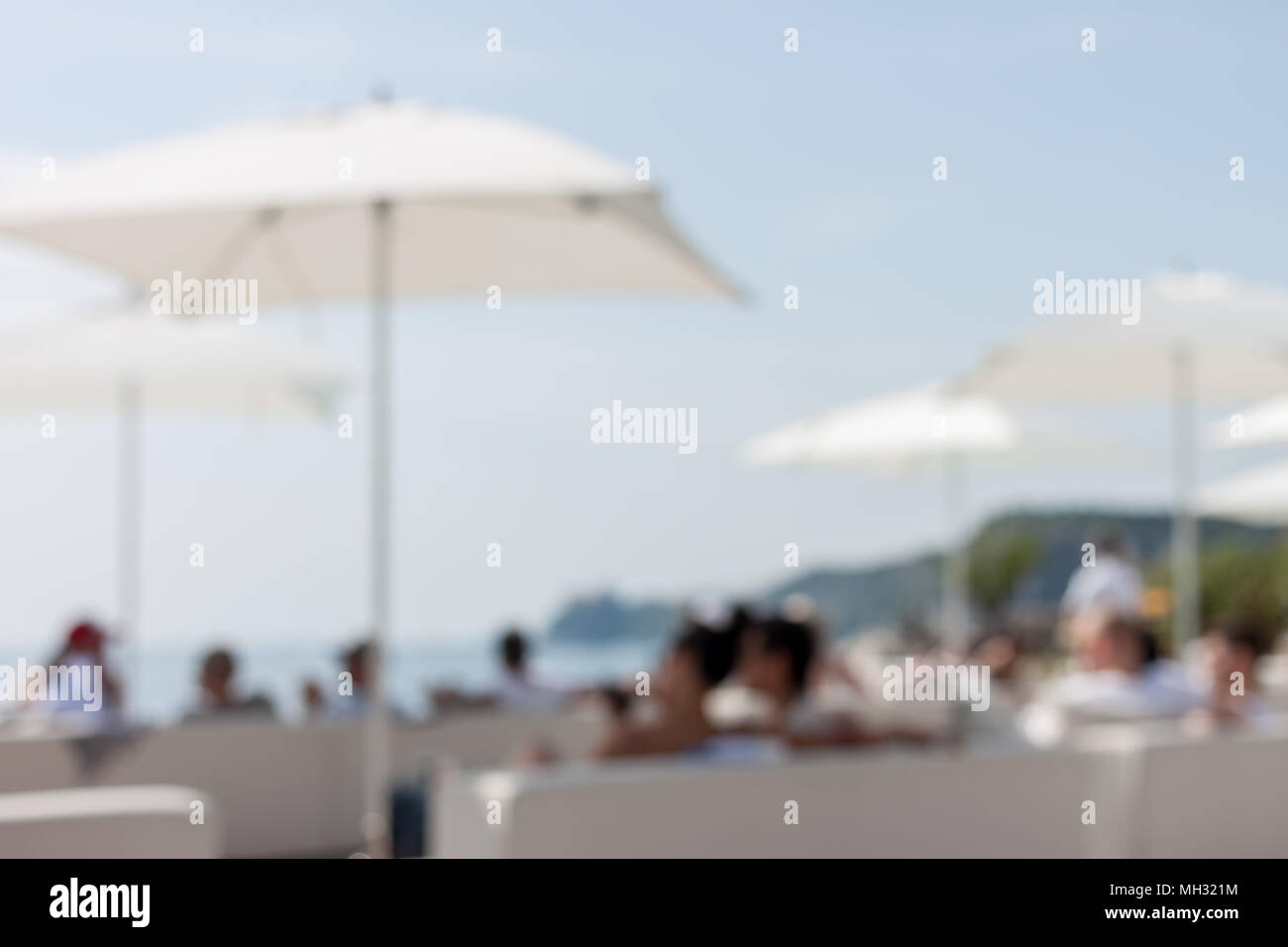 Sfocare lo sfondo del beach club Foto Stock