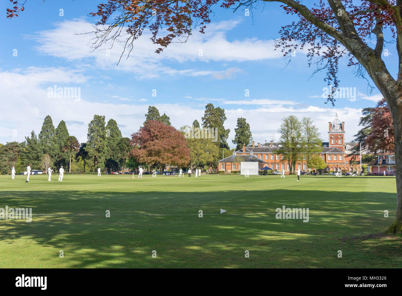 Scuole partita di cricket (Cristo's College NZ vs Wellington 1° XI) al Wellington College di Crowthorne, Berkshire, Regno Unito Foto Stock