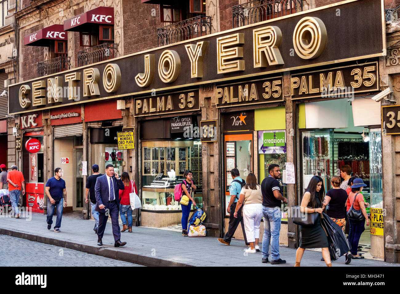 Città del Messico, Ispanico, centro storico, Calle de la Palma, strada pedonale, Centro Joyero, centro commerciale gioielli, negozio, shopping shopper shopping negozi Foto Stock