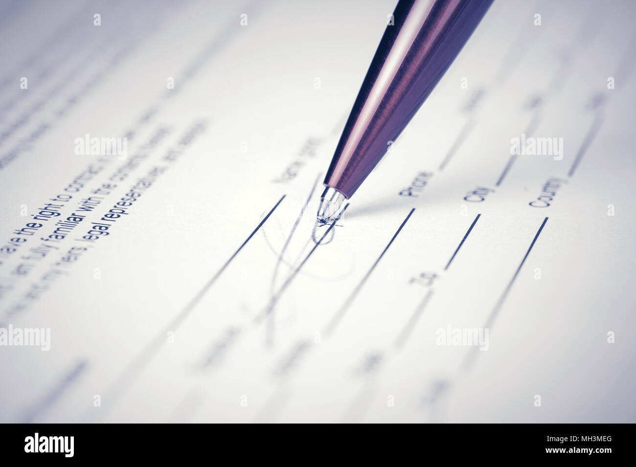 Firma contratto Foto Stock