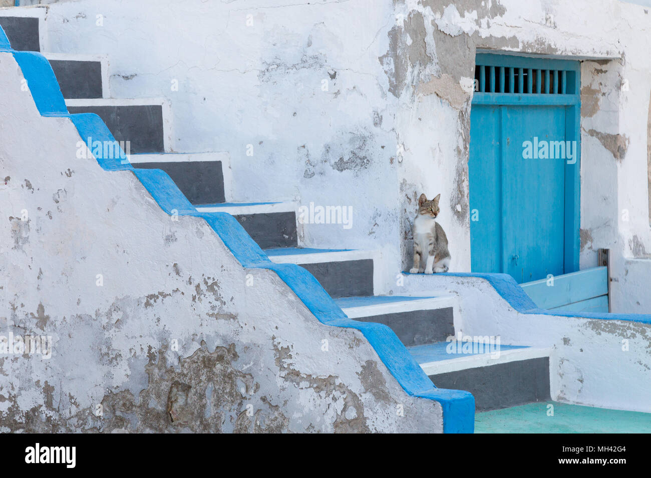 Bianco lavato edifici su un'isola greca Foto Stock