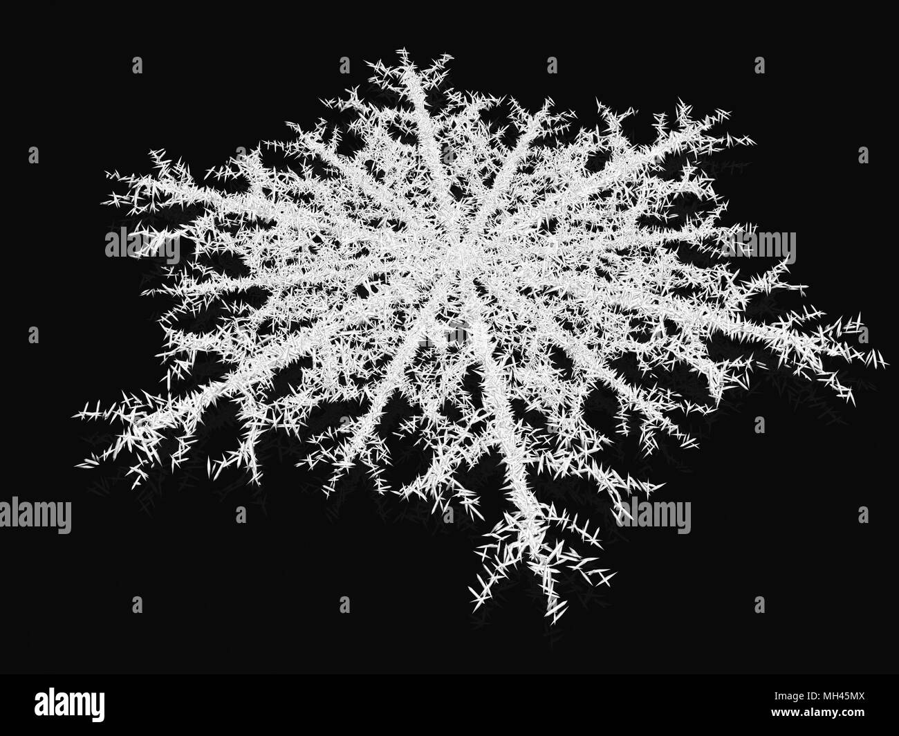 Bianco isolato 3d frammento di ghiaccio il simbolo del fiocco di neve Foto Stock