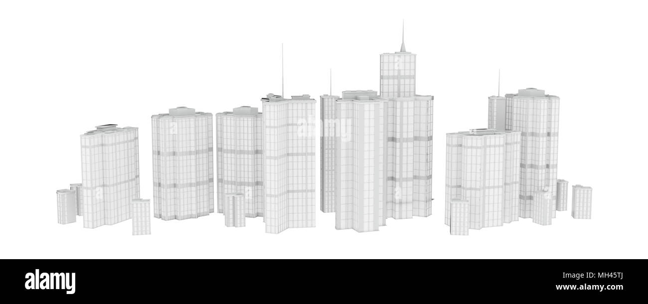 Moderna in vetro e acciaio costruzione 3d business center, isolato Foto Stock