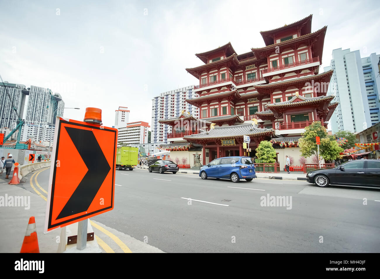 CHINATOWN, Singapore, Jan 20 2017: Il cinese tempio Buddista del Dente del Buddha reliquia tempio situato nel quartiere Chinatown di Singapore. Foto Stock