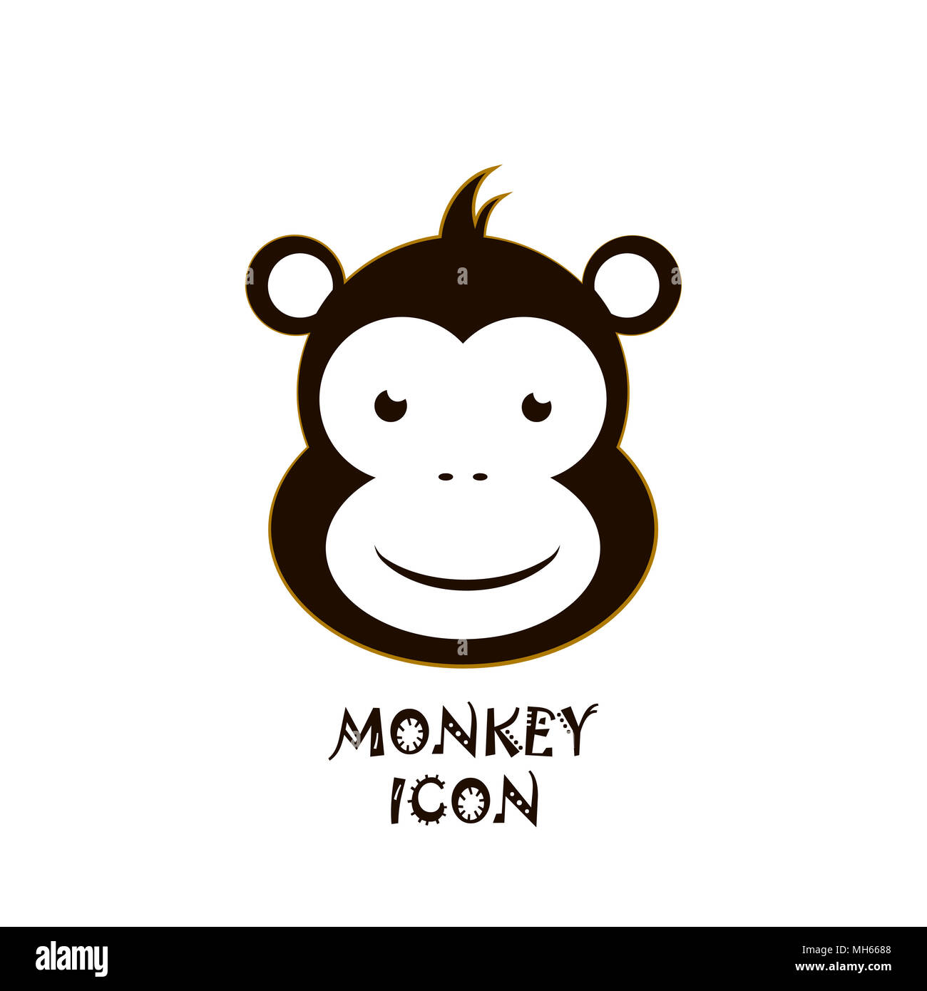 Vettore icona di scimmia isolato su bianco. Carino il design degli animali. Foto Stock