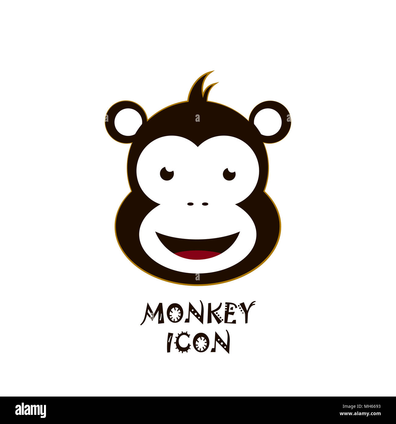 Carino sorridendo gli Emoji scimmia. Vettore isolato illustrazione. Foto Stock