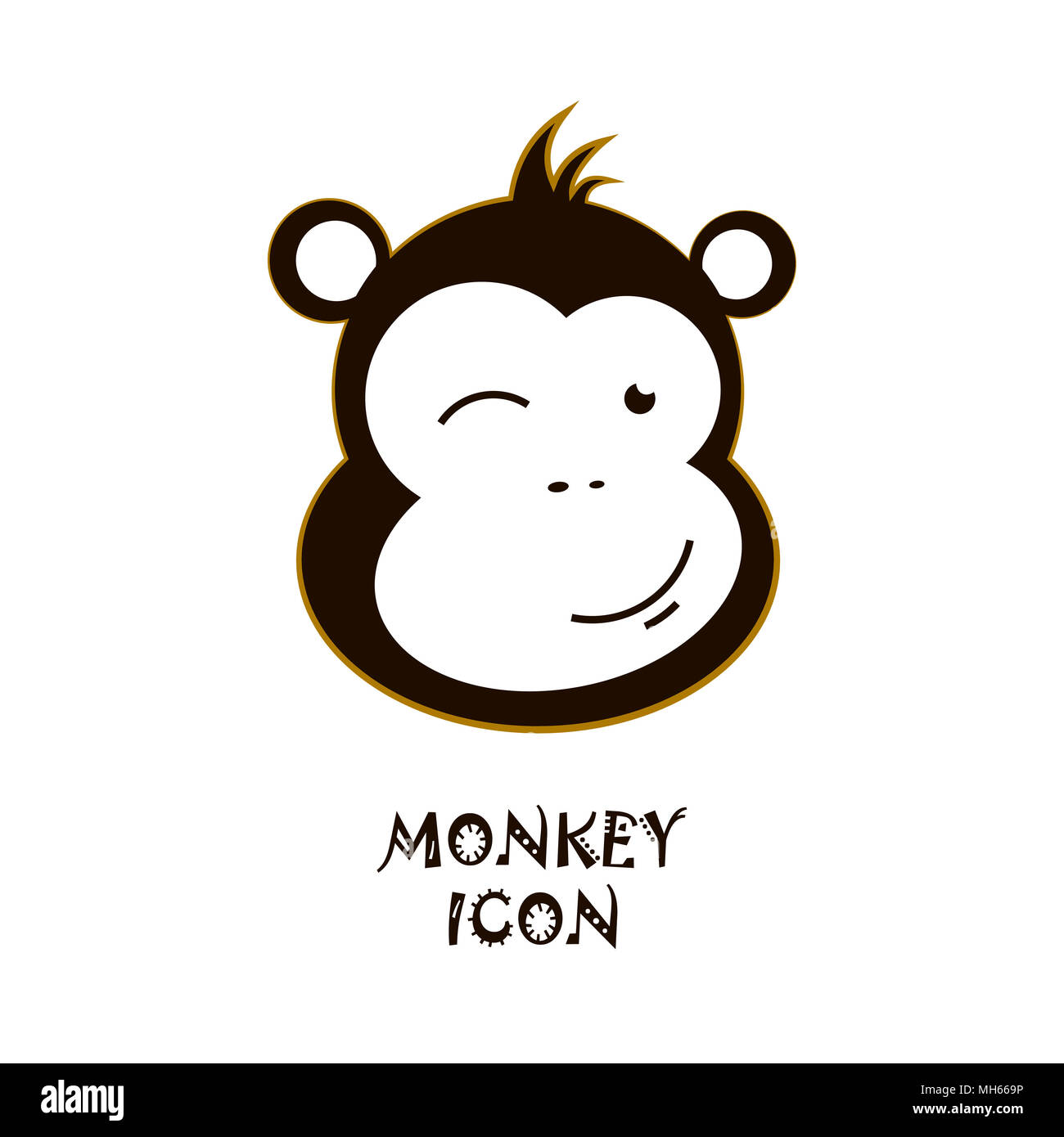 Winking icona di scimmia. Carino il carattere vettoriale illustrazione. Foto Stock