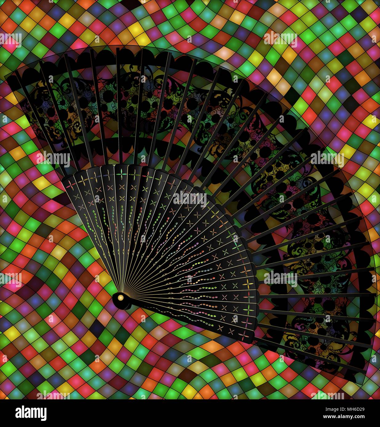 Colore di sfondo e ventola nera Illustrazione Vettoriale