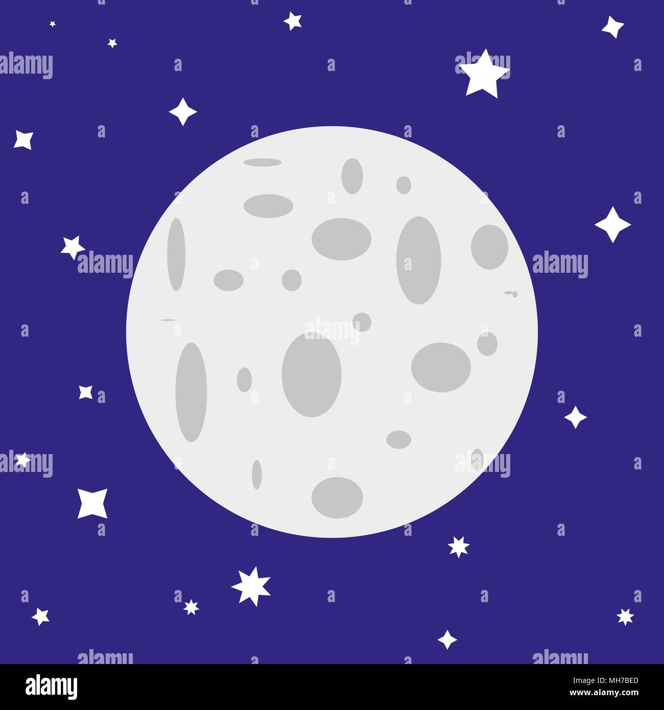 Cartoon luna nel cielo notturno Illustrazione Vettoriale